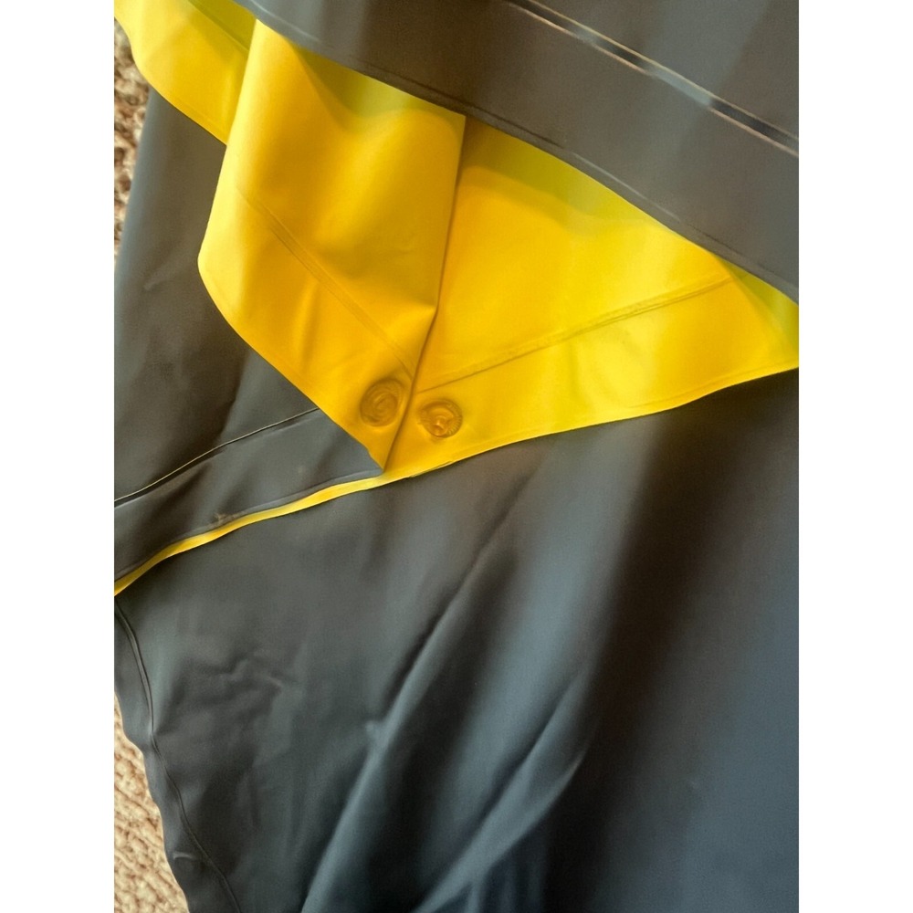 PVC Rain Poncho Navy Yellow Waterproof Hood Reliable OSFA - Picture 2 of 8
